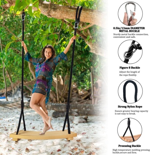 HUŚTAWKA OGRODOWA DLA DZIECI I DOROSŁYCH XXL (60x25cm) BUKOWA