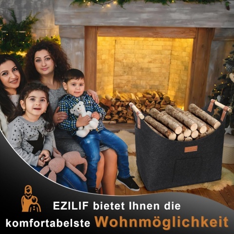 Kosz na drewno kominkowe XXL z podwójną wzmocnioną skórą, 100 l