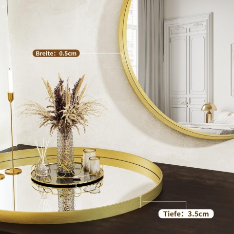 LUSTRO W RAMIE ZŁOTE OKRĄGŁE ŁAZIENKOWE 81 CM LOFT Koonmi