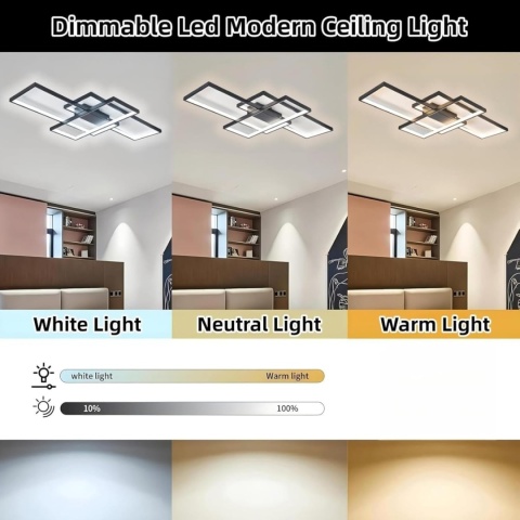 Lampa Sufitowa LED do salonu 105 cm nowoczesna ściemniana z pilotem