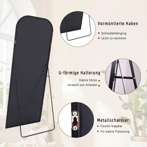 Lustro stojące prostokąt rama metal 142 x 52 cm Koonmi