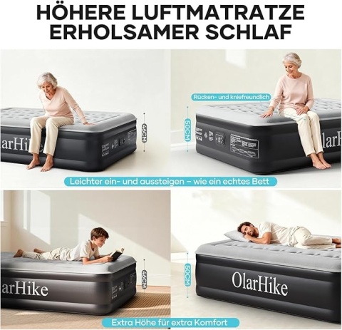 MATERAC OLARHIKE 203 X 152 X 46 CM Z WBUDOWANĄ POMPĄ ELEKTRYCZNĄ