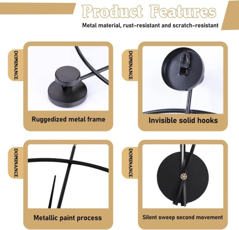 METALOWY ZEGAR ŚCIENNY 50 CM CZARNY LOFT VINTAGE ARVENTA STYLE