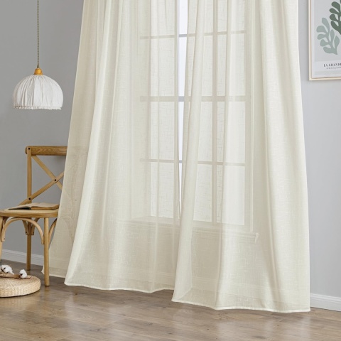 MIULEE Zasłony na szelkach, zestaw 2 przezroczystych 225 x 140 cm