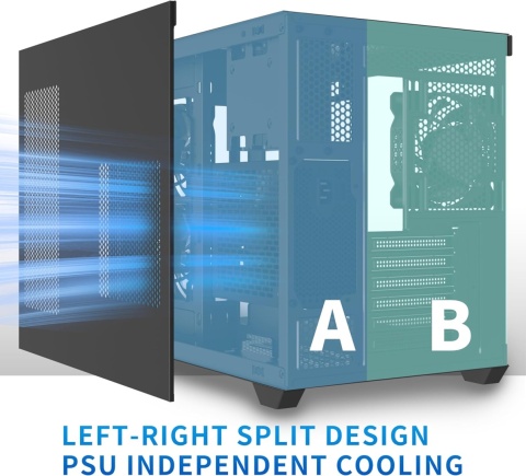 MUSETEX Obudowa PC ATX, 3 zainstalowane wentylatory bez podświetlenia