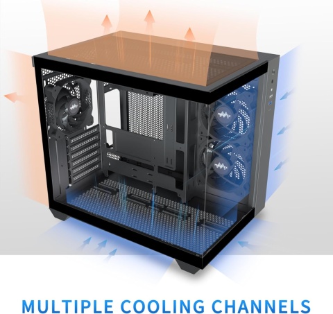 MUSETEX Obudowa PC ATX, 3 zainstalowane wentylatory bez podświetlenia