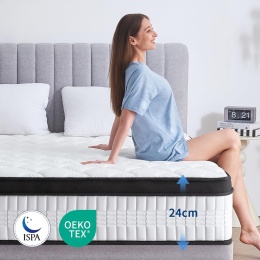 Materac SPRĘŻYNOWY 90x200, 24 cm wysokości ŚREDNIO MIĘKKI