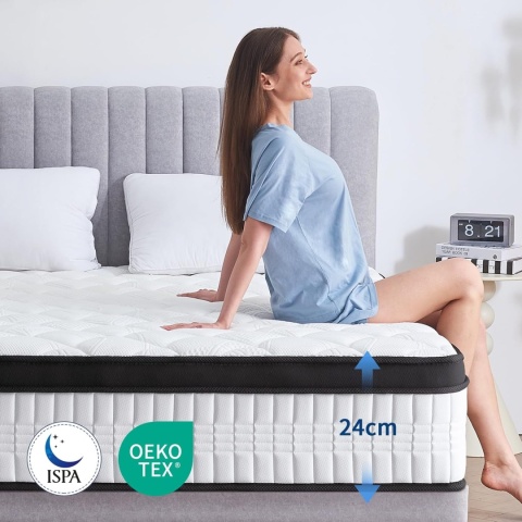 Materac SPRĘŻYNOWY 90x200, 24 cm wysokości ŚREDNIO MIĘKKI