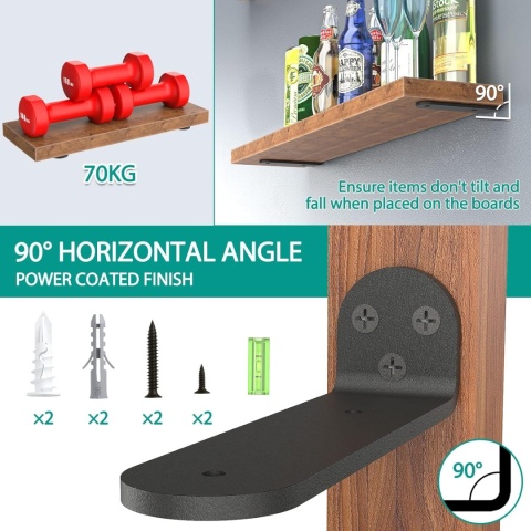 Metalowe wsporniki do półek 105 cm, wytrzymałe, 4 sztuki