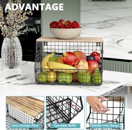 Metalowy kosz na owoce, wisząca miska na owoce z wieszakiem