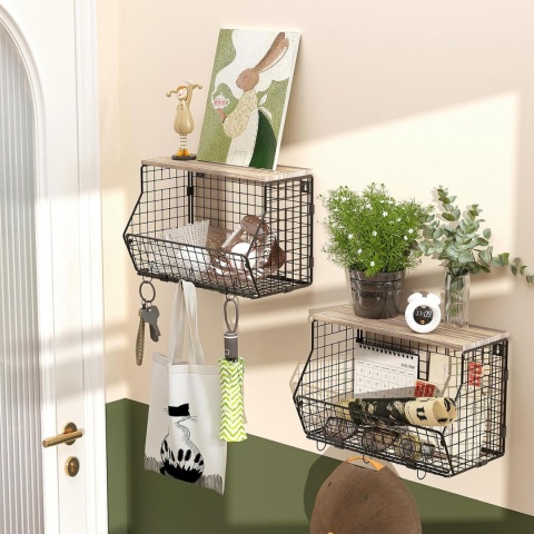 Metalowy kosz na owoce, wisząca miska na owoce z wieszakiem