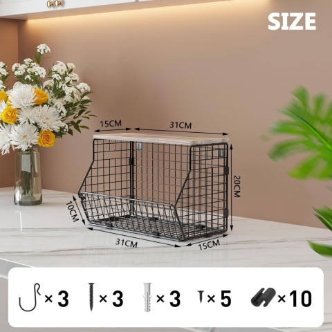 Metalowy kosz na owoce, wisząca miska na owoce z wieszakiem 2 sztuki