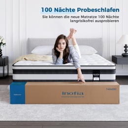 Materac 140 x 200 cm, 7-strefowy stopień twardości H3/H4 28 cm Inofia Materac