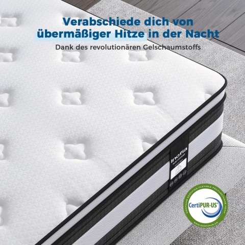 Materac 140 x 200 cm, 7-strefowy stopień twardości H3/H4 28 cm Inofia Materac