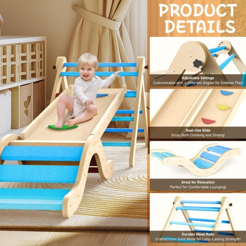 Montessori Indoor zestaw do zabawy: 7 w 1 ze zjeżdżalnią,