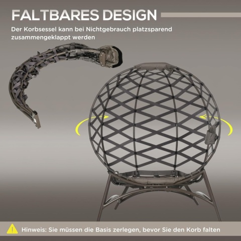 Outsunny składany koszyk na krzesło i stolik boczny z poduszką brązowy