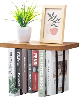 Półka Ścienna 41 cm Brązowa Drewniana z Paskami do Podwieszania Książek