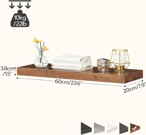 Półki wiszące Półka ścienna, drewniane półki zestaw 2 szt. 40 cm i 60 cm