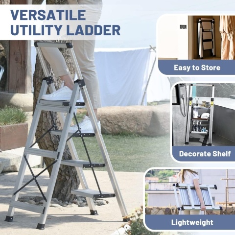 Produkt bez nazwDrabina Składana Aluminiowa 4 Stopnie 150kg Antypoślizgowa XinSunho