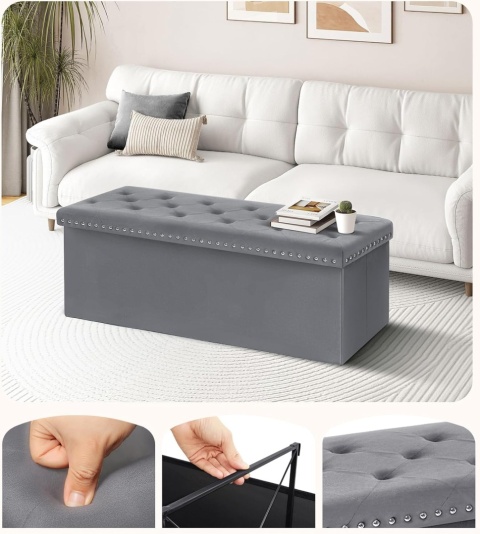 Pufa Skrzynia Pikowana Tapicerowana Glamour Kufer 110x40x45