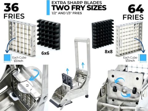 Rozdrabniacz do ziemniaków i krajalnica do frytek dwa ostrza ze stali nierdzewnej