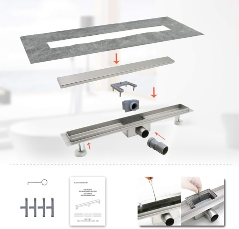 SaniteModar Odpływ łazienkowy liniowy ze stali nierdzewnej 80cm.
