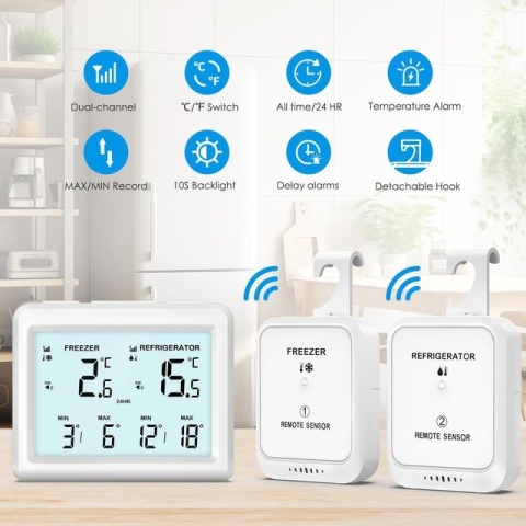 Termometr do lodówki dwukanałowy Brifit