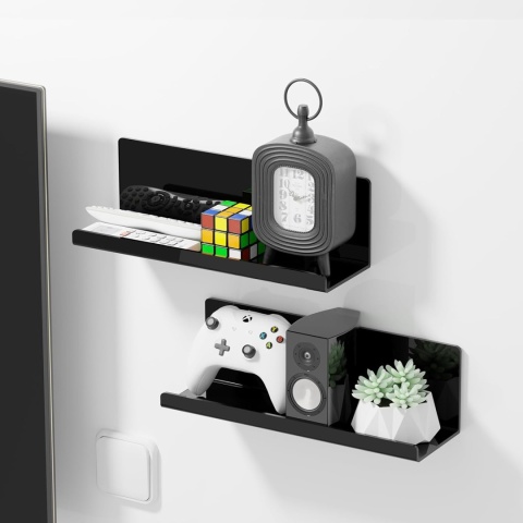 Toski 2 szt. Pływające półki ścienne, samoprzylepne akryl, 30 cm