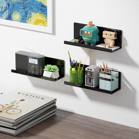 Toski 2 szt. Pływające półki ścienne, samoprzylepne akryl, 30 cm