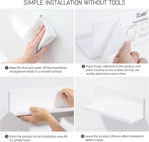 Toski 2 szt. Pływające półki ścienne, samoprzylepne akryl, 30 cm