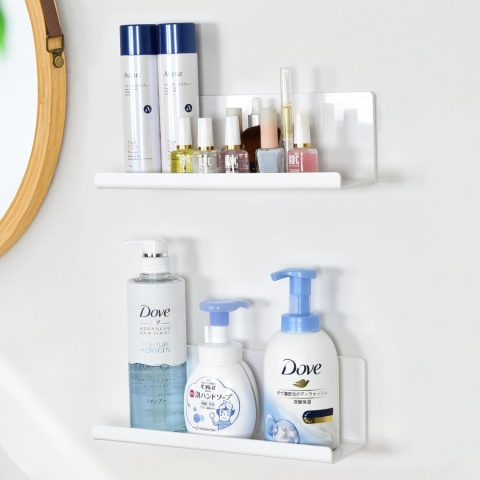 Toski 2 szt. Pływające półki ścienne, samoprzylepne akryl, 30 cm