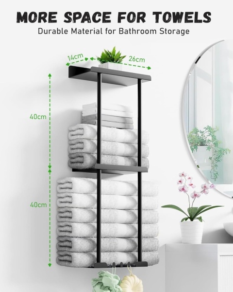Wieszak na ręczniki bez wiercenia, regał na ręczniki, do łazienki metalowy