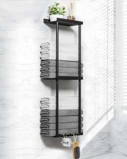 Wieszak na ręczniki bez wiercenia, regał na ręczniki, do łazienki metalowy