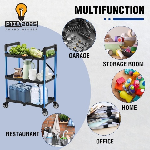 WORKPRO Wózek Serwisowy, Składany Wózek 3 Poziomy