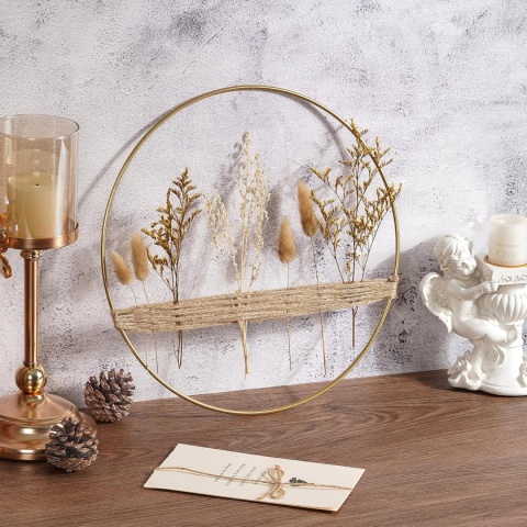 WPAJIRZO WIENIEC Z SUSZONYCH KWIATÓW 30cm dekoracja boho na drzwi i ścianę