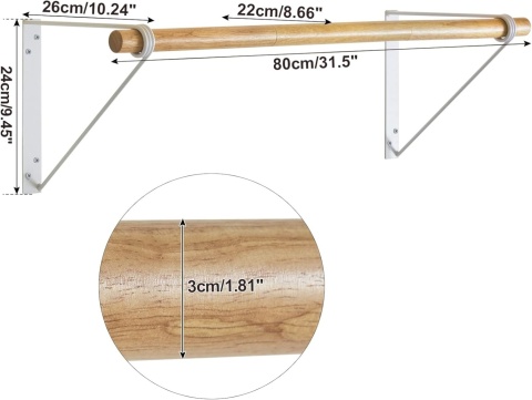 Wieszak garderoba ścienna IBUYKE o długości 80 cm