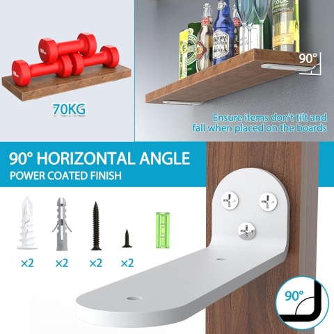 Wsporniki do półek pływających, 15 cm, wytrzymałe, metalowe 4 sztuki