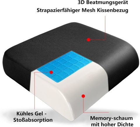 YOUFI PODUSZKA DO SIEDZENIA Z PIANKĄ PAMIĘCI I ŻELEM CHŁODZĄCYM 48X45CM