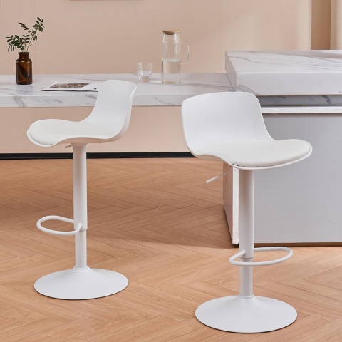 YOUNIKE Stołki barowe Biały Zestaw 2 sztuki