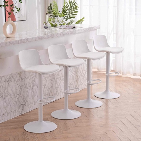 YOUNIKE Stołki barowe Biały Zestaw 2 sztuki