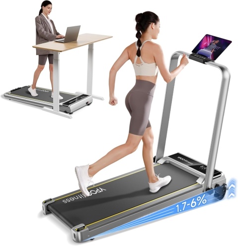 YPOO bieżnia składana 2,5HP z nachyleniem 140kg pilot app do 8 km/h