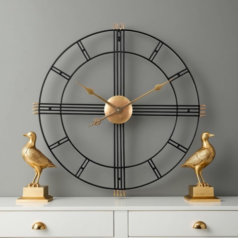 Zegar ścienny Yumyolk, duży, okrągły, metalowy, cichy, 60 cm