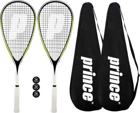 Zestaw rakiet do squasha Prince Team 400 i 450 Twin Set ochronne pokrowce i 3 piłki
