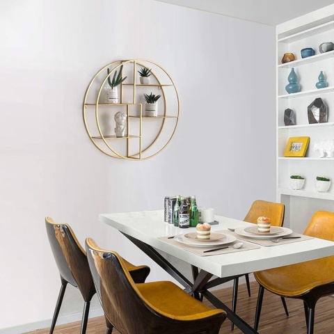 Złota okrągła półka ścienna, półka na książki, pływająca 60 cm