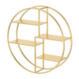Złota okrągła półka ścienna, półka na książki, pływająca 60 cm