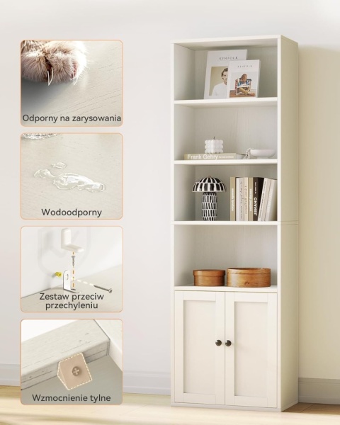Coleshome 6-poziomowa biblioteczka z drzwiami i szafką