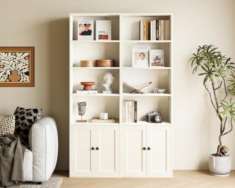 Coleshome 6-poziomowa biblioteczka z drzwiami i szafką