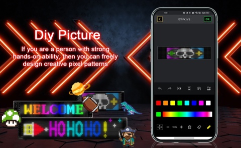 ELASTYCZNY PANEL LEDOWY WYŚWIETLACZ 12x60cm APLIKACJA, PILOT- 2 SZTUKI