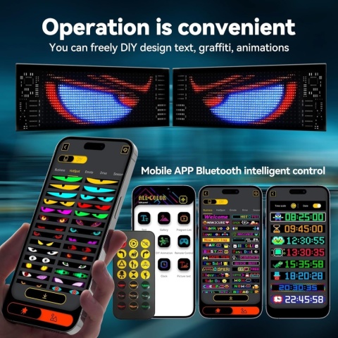 ELASTYCZNY PANEL LEDOWY WYŚWIETLACZ 12x60cm APLIKACJA, PILOT- 2 SZTUKI