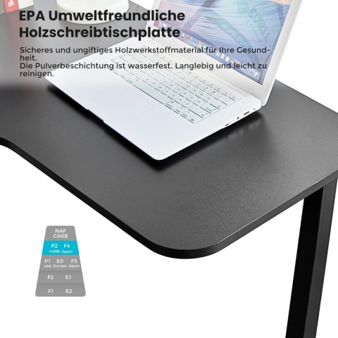 EUREKA ERGONOMIC Biurko narożne, 155 x 110 cm, stół gamingowy